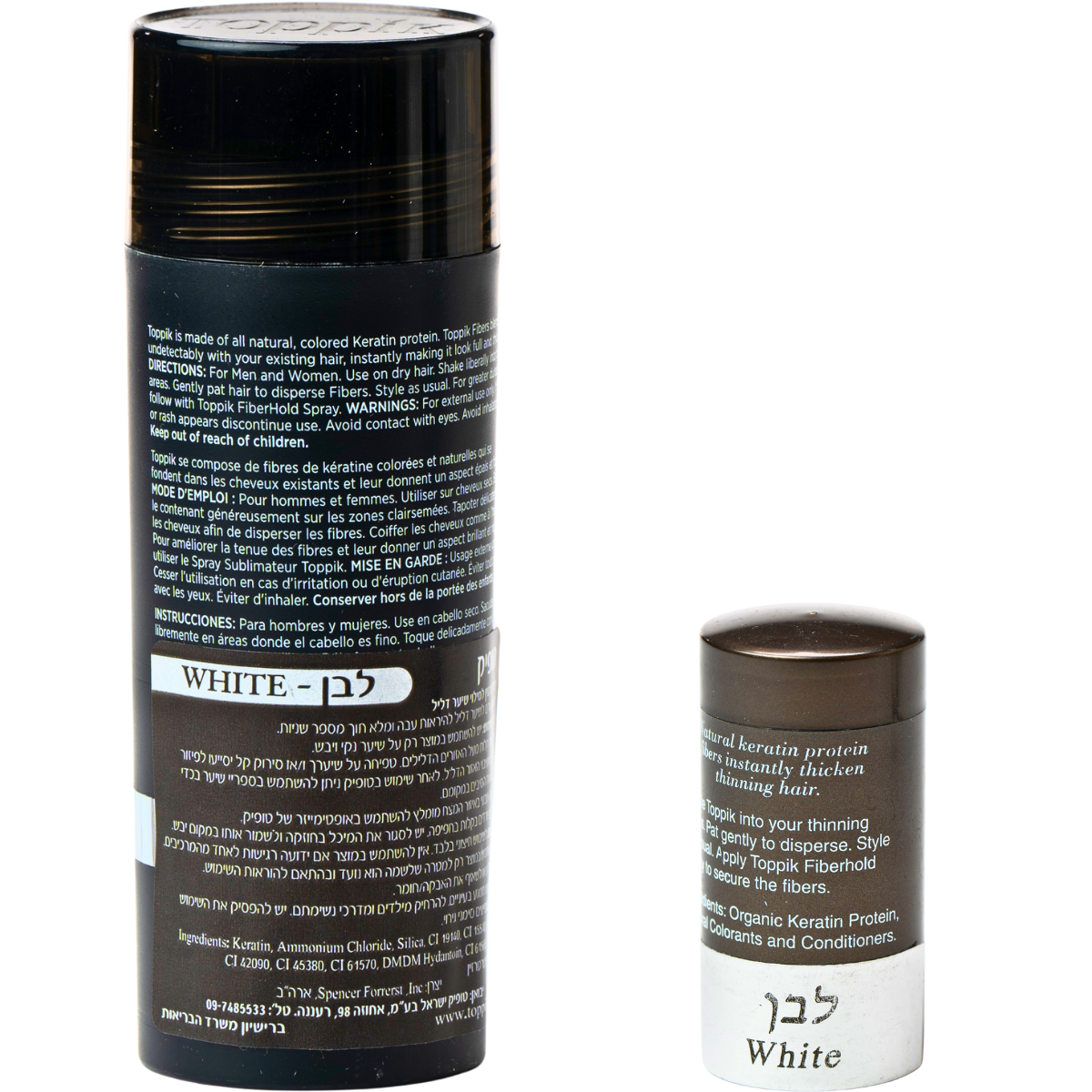 סיבי שיער - סיבי שיער טופיק צבע לבן 27.5 גרם + אריזת נסיעות 3 גרם מתנה מאת טופיק TOPPIK | | אידיאלית ל- טופיק סיבי שיער | מושלמת ל- {{ product_use_case }}