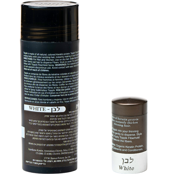 סיבי שיער - סיבי שיער טופיק צבע לבן 27.5 גרם + אריזת נסיעות 3 גרם מתנה מאת טופיק TOPPIK | | אידיאלית ל- טופיק סיבי שיער | מושלמת ל- {{ product_use_case }}