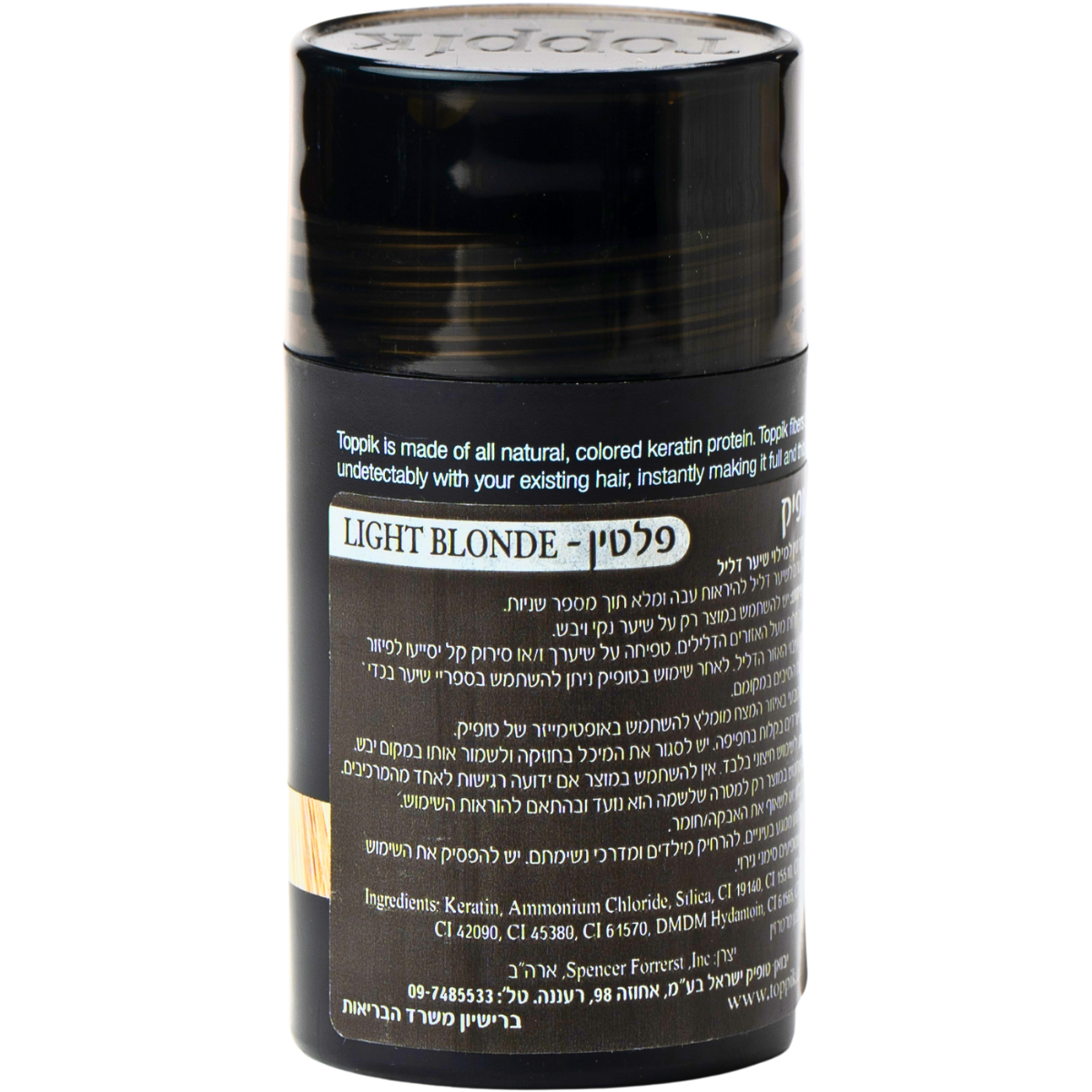 סיבי שיער - סיבי שיער טופיק צבע בלונד בהיר- פלטין 12 גרם מאת טופיק TOPPIK | | אידיאלית ל- טופיק סיבי שיער | מושלמת ל- {{ product_use_case }}