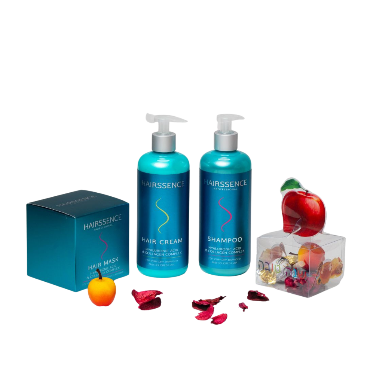 מארזי שי - מארז חגיגי HAIRSSENCE חומצה היאלורונית וקולגן שמפו+ מסכה+ קרם לשיער יבש, פגום וצבוע היירסנס מאת היירסנס Hairssence | | אידיאלית ל- הגנה מהשמש היירסנס מסכה לשיער קרם קרם לחות לשיער שמפו לשיער | מושלמת ל- {{ product_use_case }}