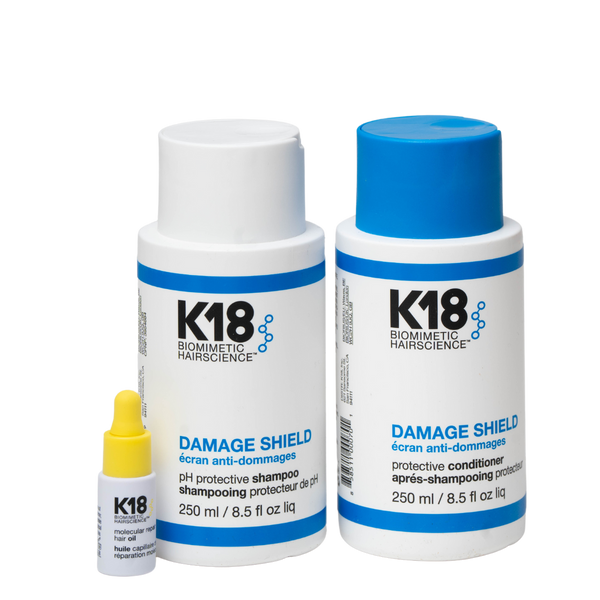 מארזי שי - ערכת DAMAGE SHILD להגנה ושגרת טיפול ביתית K18 שמפו + מרכך+ שמן מאת קיי 18 K18 | | אידיאלית ל- מרכך לשיער סרום לשיער קיי 18 שמפו לשיער | מושלמת ל- {{ product_use_case }}