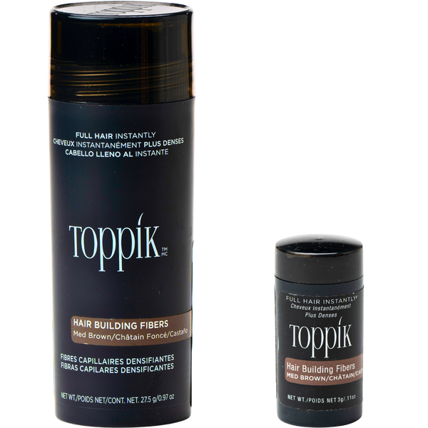 סיבי שיער - סיבי שיער טופיק צבע חום בינוני 27.5 גרם + אריזת נסיעות 3 גרם מתנה מאת טופיק TOPPIK | | אידיאלית ל- טופיק סיבי שיער | מושלמת ל- {{ product_use_case }}