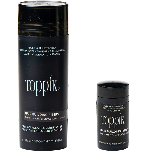 סיבי שיער - סיבי שיער טופיק צבע חום כהה 27.5 גרם + אריזת נסיעות 3 גרם מתנה מאת טופיק TOPPIK | | אידיאלית ל- טופיק סיבי שיער | מושלמת ל- {{ product_use_case }}