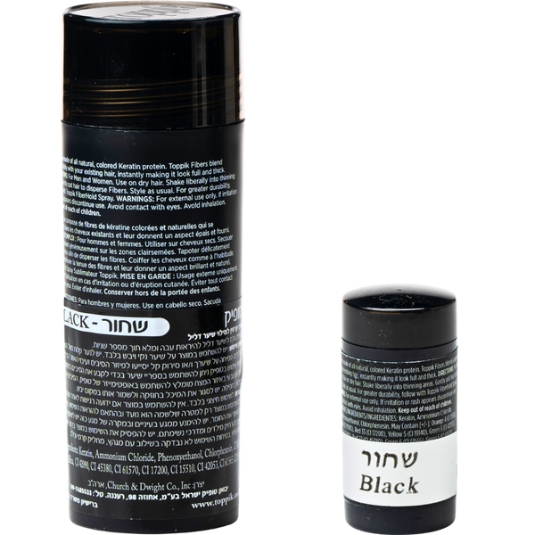 סיבי שיער - סיבי שיער טופיק צבע שחור 27.5 גרם + אריזת נסיעות 3 גרם מתנה מאת טופיק TOPPIK | | אידיאלית ל- טופיק סיבי שיער | מושלמת ל- {{ product_use_case }}
