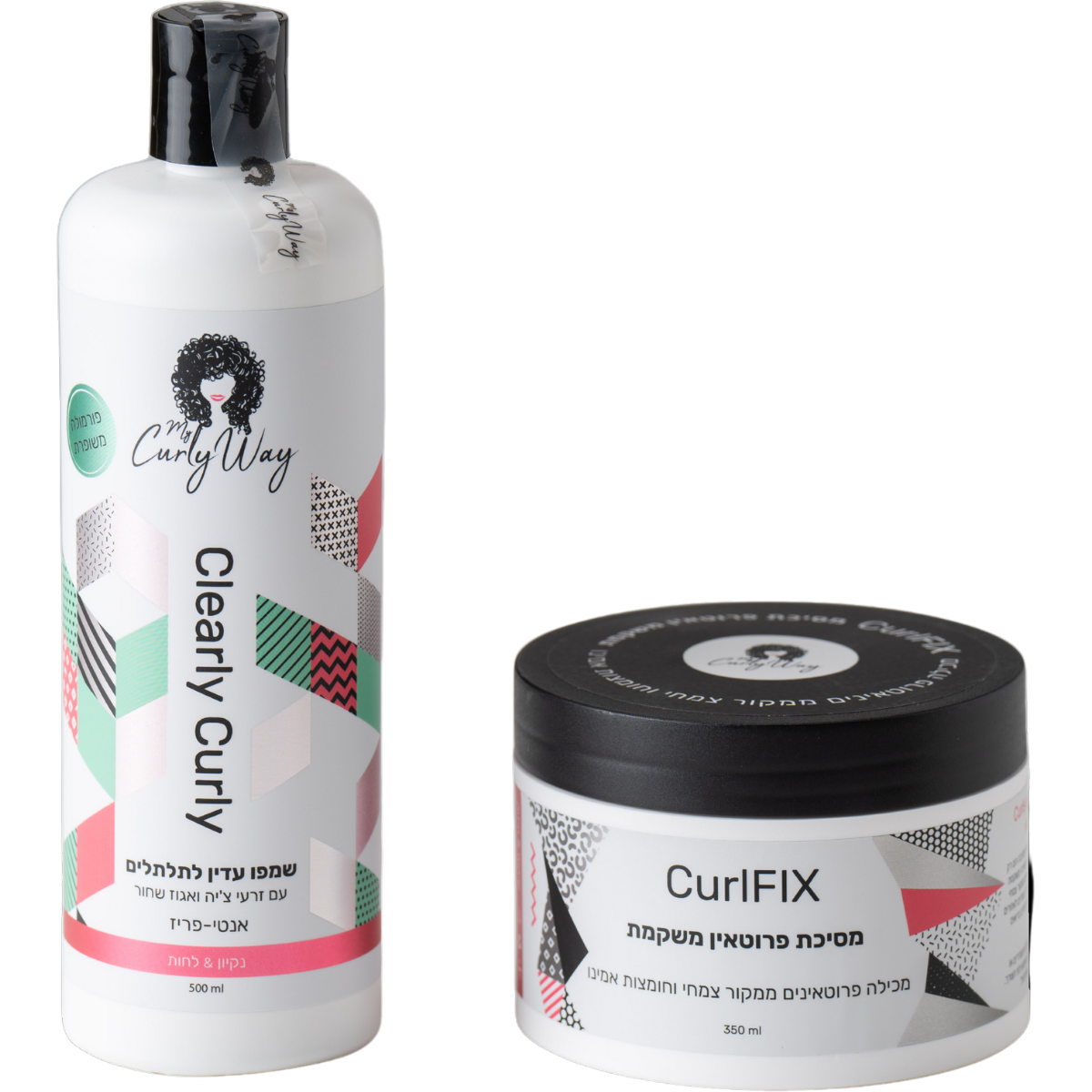 מארזי שי - שמפו עדין לתלתלים CLEARLY CURLY אנטי פריז מיי קרלי וואי 500 מ"ל +מסכת פרוטאין משקמת CURLFIX מיי קרלי וואי 350 מ"ל מאת מיי קרלי וואי MY CURLY WAY | | אידיאלית ל- מיי קרלי וואי מסכה לשיער מסכה לשיער מתולתל שמפו לשיער שמפו לשיער מתולתל | מושלמת ל- {{ product_use_case }}