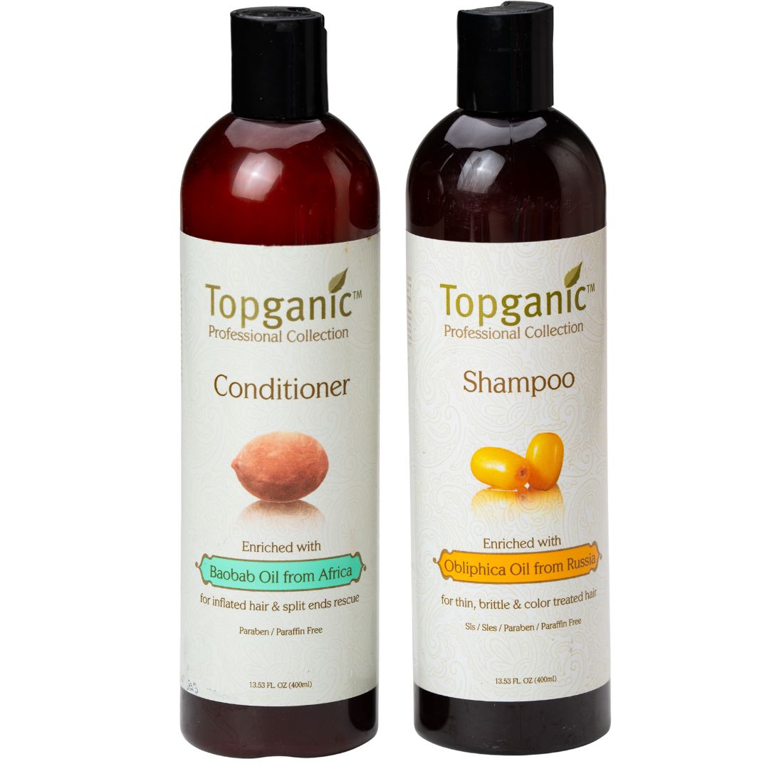 מארזי שי - שמפו + מרכך אובליפיחה TOPGANIC לשיער דק, שביר וצבוע טופגניק 400 מ"ל מאת טופגניק TOPGANIC | | אידיאלית ל- טופגניק מרכך לשיער שמפו לשיער | מושלמת ל- {{ product_use_case }}