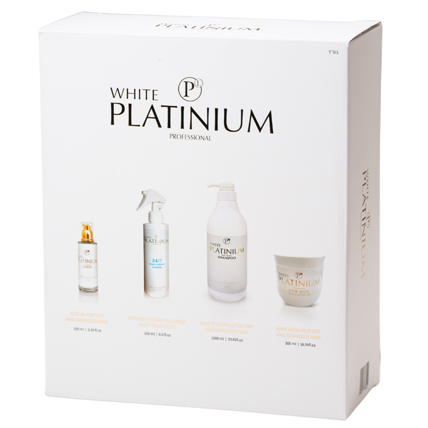מארזי שי - מארז שיקום לשיער White Platinium שמפו+ מסכה + סרום+ מסכה ללא שטיפה לשיער צבוע, יבש ופגום במיוחד וואיט פלאטינום מאת וואיט פלאטינום White Platinium | | אידיאלית ל- מארזי שי מסכה ללא שטיפה לשיער מסכה לשיער סרום לשיער שמפו לשיער | מושלמת ל- {{ product_use_case }}