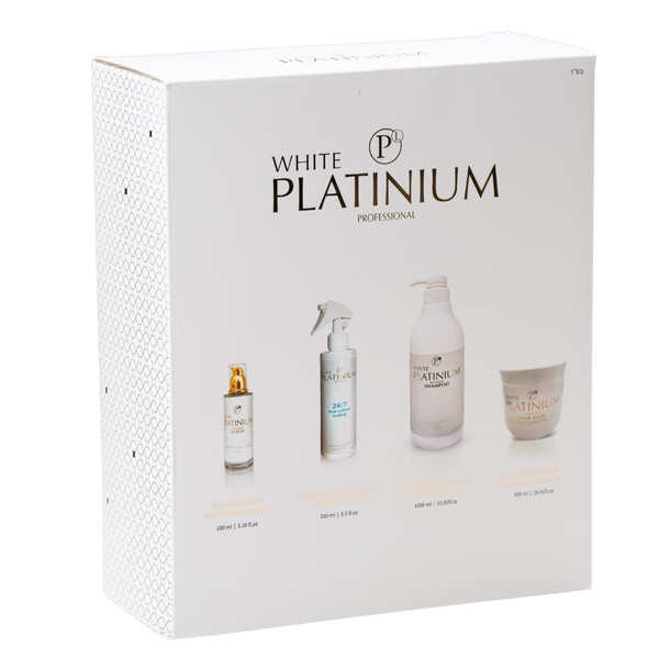 מארזי שי - מארז שיקום לשיער White Platinium שמפו+ מסכה + סרום+ מסכה ללא שטיפה לשיער צבוע, יבש ופגום במיוחד וואיט פלאטינום מאת וואיט פלאטינום White Platinium | | אידיאלית ל- מארזי שי מסכה ללא שטיפה לשיער מסכה לשיער סרום לשיער שמפו לשיער | מושלמת ל- {{ product_use_case }}