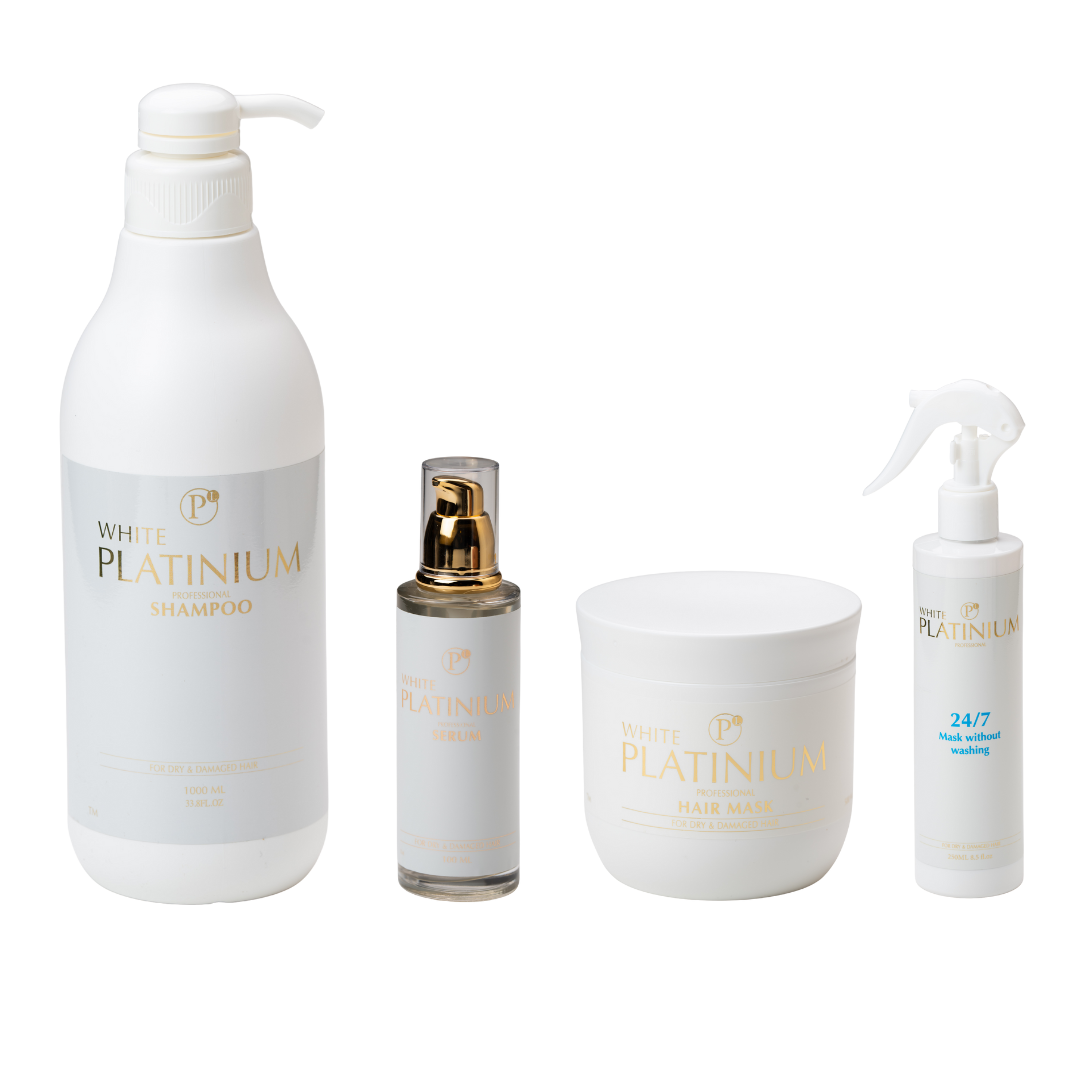 מארזי שי - מארז שיקום לשיער White Platinium שמפו+ מסכה + סרום+ מסכה ללא שטיפה לשיער צבוע, יבש ופגום במיוחד וואיט פלאטינום מאת וואיט פלאטינום White Platinium | | אידיאלית ל- מארזי שי מסכה ללא שטיפה לשיער מסכה לשיער סרום לשיער שמפו לשיער | מושלמת ל- {{ product_use_case }}