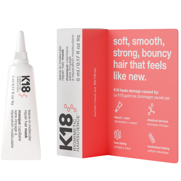 מסכה/מרכך ללא שטיפה - מסכה K18 ללא שטיפה לתיקון ושיקום מולקולרי של השיער 5 מ"ל AQUIS מאת קיי 18 K18 | | אידיאלית ל- קיי 18 שיקום שיער | מושלמת ל- {{ product_use_case }}